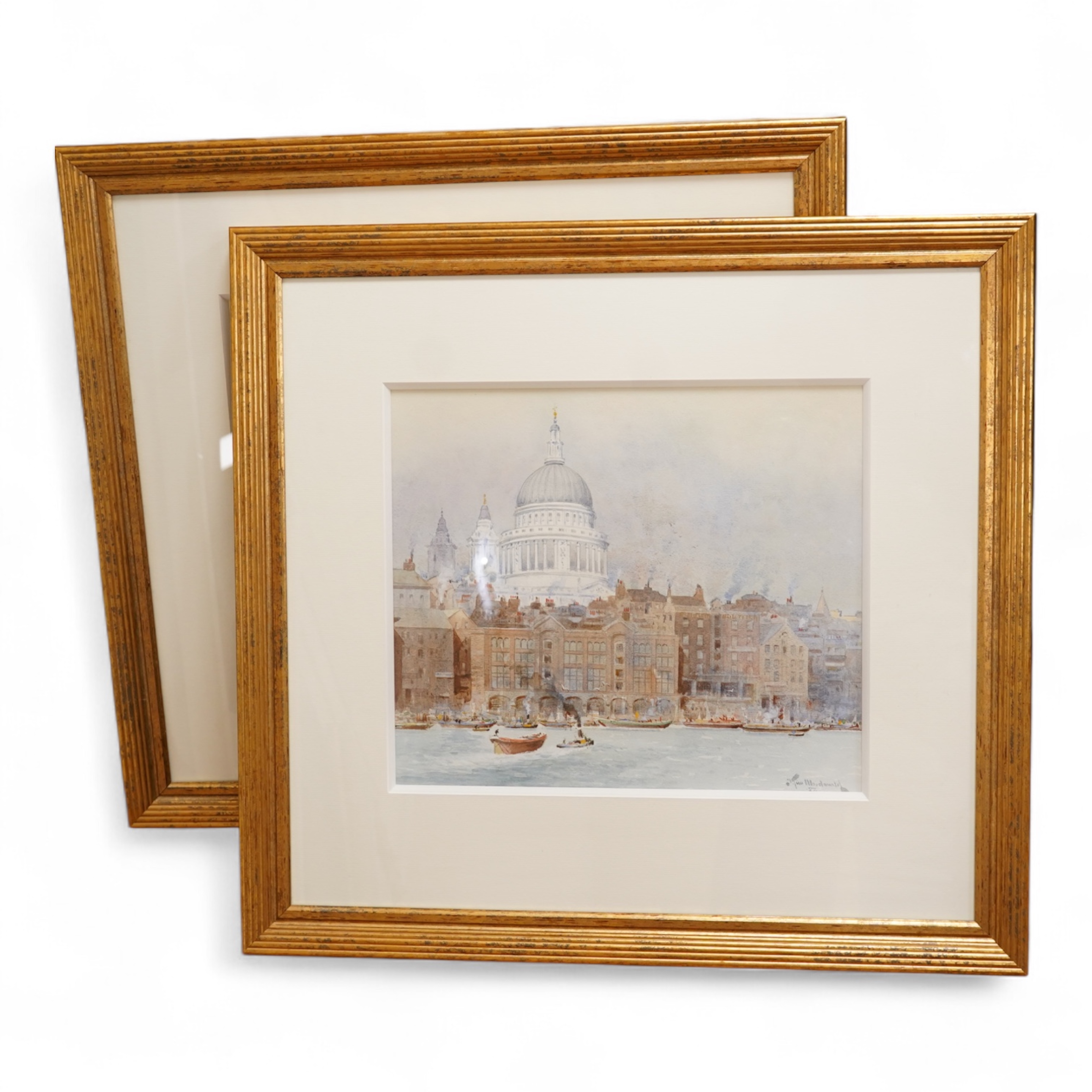 J.Tim MacDonald (Exh.1889-1919), St Peter’s and St Paul’s, signed and dated (19)27, pair of watercolours, 31 x 36.5cm